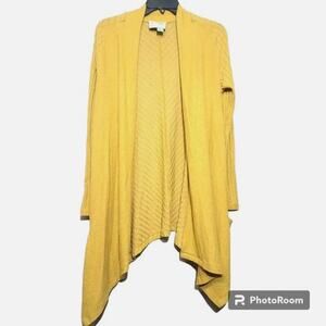 Anthropologie Saturday Sunday Ribbed Open Front Yellow Cardigan Size XS
